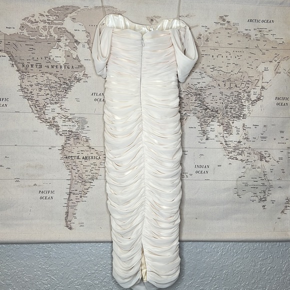 House of CB 'Carlotta' Ivory Ruched Draped Chiffon Dress NWOT - Picture 9 of 13